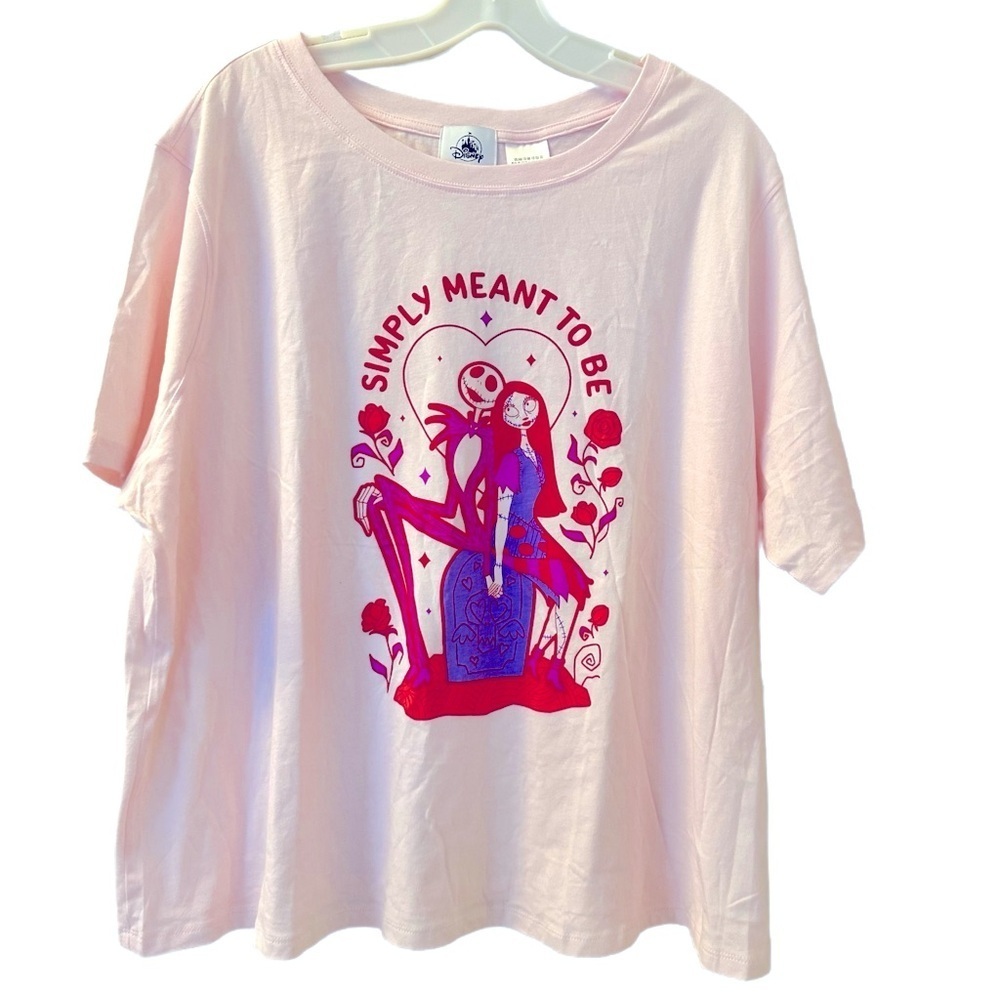 Women’s Disney Jack & Sally Light Pink Short Sleeve T-Shirt - Size 1XL - NWT